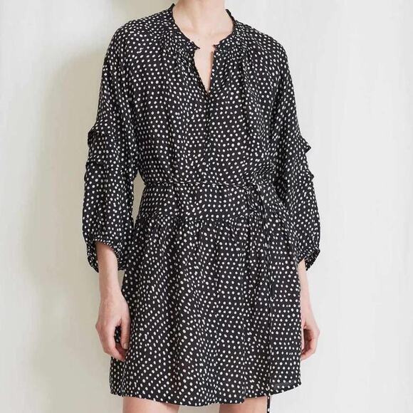 Apiece apart laguna mini dress white polka dots a line womens size Medium - Picture 1 of 8